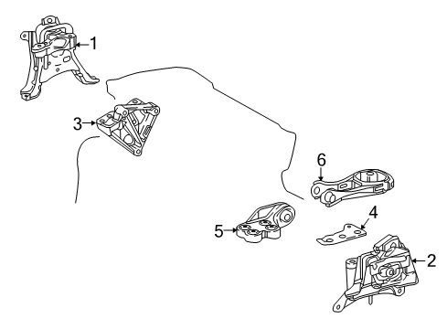 2019 Toyota Prius Prime Engine & Trans Mounting Diagram