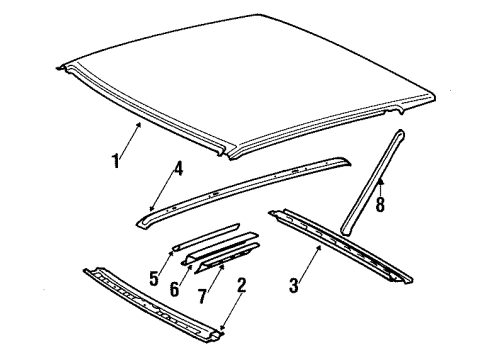 1987 Toyota Supra Moulding, Roof Drip Side Finish, LH Diagram for 75552-14140