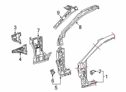 2018 Toyota Camry Bracket, Front Fender, Rear Passenger Side Diagram for 53821-06180