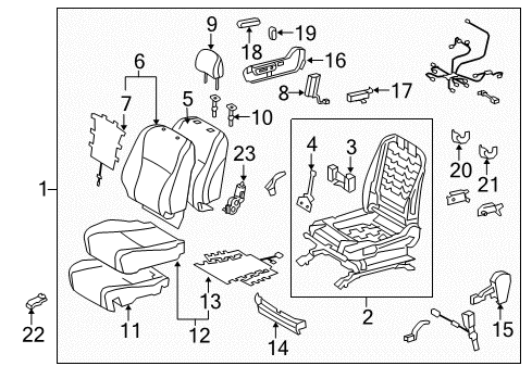 2011 Toyota Highlander Cushion Cover, Black, Front Diagram for 71071-48671-C2