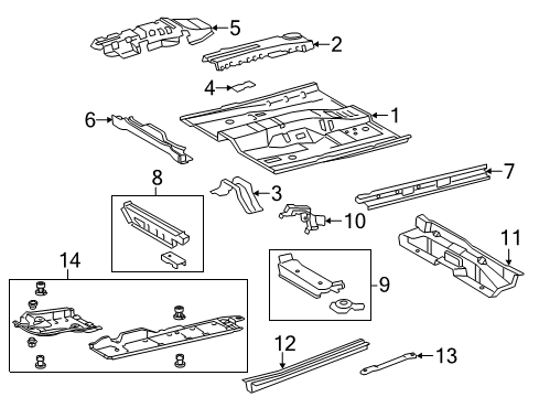 2014 Toyota Camry Pillars, Rocker & Floor - Floor & Rails Diagram 1 - Thumbnail