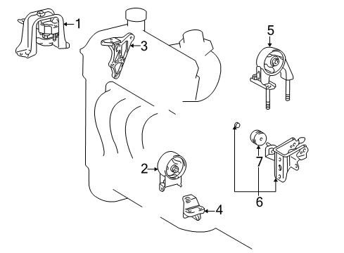 2004 Toyota Echo Engine & Trans Mounting Diagram 2 - Thumbnail