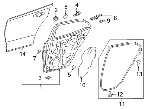 2019 Toyota Corolla Rear Door, Body Diagram 2 - Thumbnail