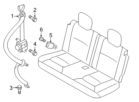 2014 Scion iQ Rear Seat Belts Diagram