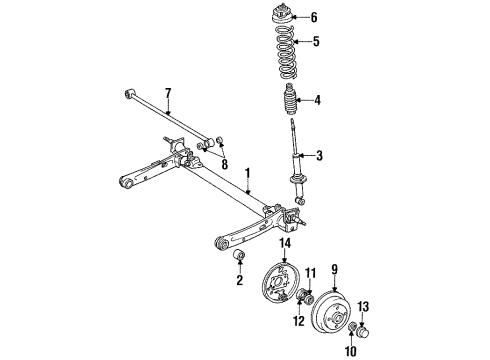 1991 Toyota Tercel Brake Backing Plate Sub-Assembly, Rear Right Diagram for 47043-10050