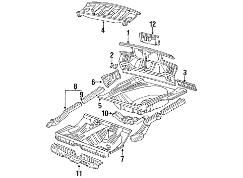 1988 Toyota Celica Panel Sub-Assembly, Lower Back Finish, Center Diagram for 75082-20110