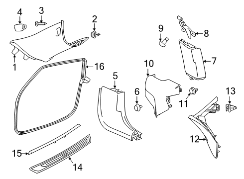 2021 Toyota GR Supra Interior Trim - Pillars Diagram