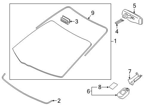 2016 Toyota Sienna Windshield Glass, Reveal Moldings Diagram