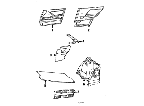 1985 Toyota Tercel Board Sub-Assembly, Front Door Trim, RH Diagram for 67610-16370-02