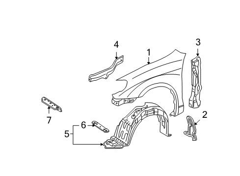 2008 Toyota Matrix Protector, Front Fender Side Panel, LH Diagram for 53828-02040