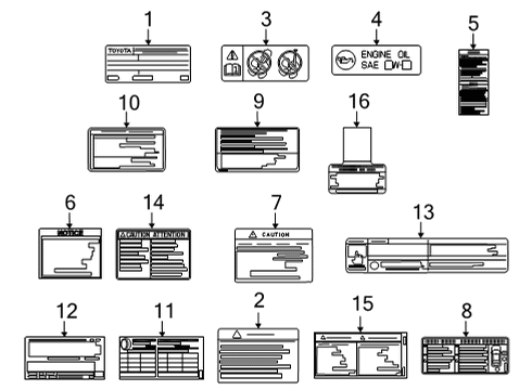 2021 Toyota Venza Information Labels Diagram