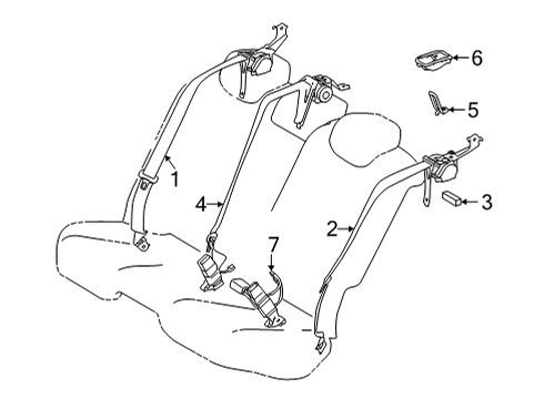 2023 Toyota Mirai Rear Seat Belts Diagram