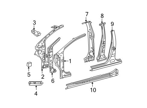 2012 Toyota Yaris Pillar, Front Body, Upper Outer RH Diagram for 61131-52230