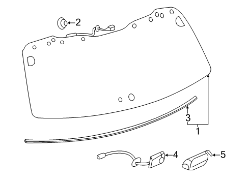 2011 Toyota Highlander Lift Gate Glass, Rear Diagram for 68105-0E060