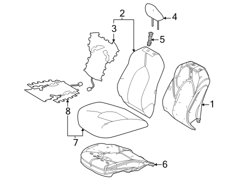 2024 Toyota Grand Highlander HEADREST ASSY, FR SE Diagram for 71910-0E380-E7