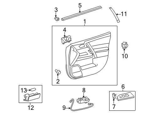 2010 Toyota Highlander Door Trim Panel, Black, Driver Side Diagram for 67620-0E080-C0