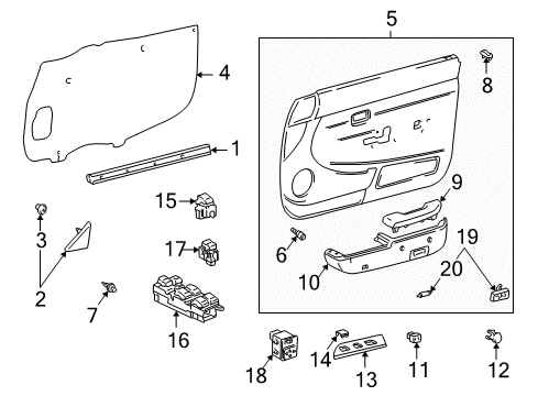 1998 Toyota Tacoma Interior Trim - Front Door Diagram 3 - Thumbnail