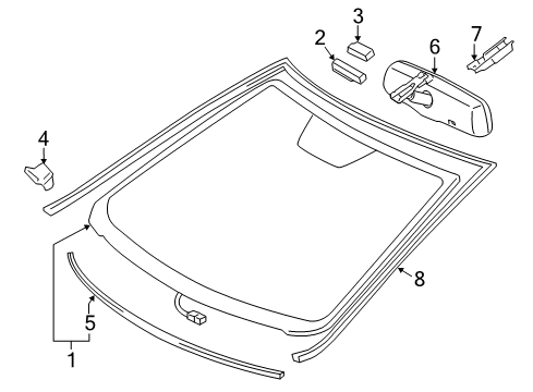 2014 Toyota Camry Windshield Glass, Reveal Moldings Diagram 2 - Thumbnail