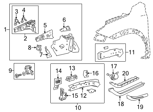 Reinforcement Sub-Assembly, Front Side Member, Driver Side Diagram for 57032-78010
