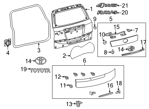 2012 Toyota RAV4 Trim Cover Diagram for 76801-42130-B2