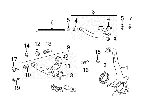 2007 Toyota 4Runner Front Suspension Control Arm Sub-Assembly Lower Right Diagram for 48068-60010