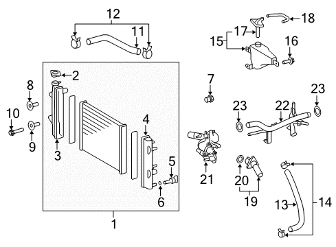 2008 Toyota FJ Cruiser Bush, Radiator Support Diagram for 16547-50010