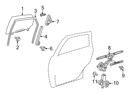 2013 Toyota Prius V Rear Door - Glass & Hardware Diagram