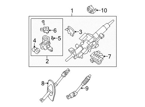 2007 Toyota Tundra Column Assembly, Steering Diagram for 45250-0C290