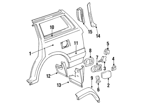 1993 Toyota Land Cruiser Mudguard Sub-Assy, Quarter Panel, Rear LH Diagram for 76608-60150