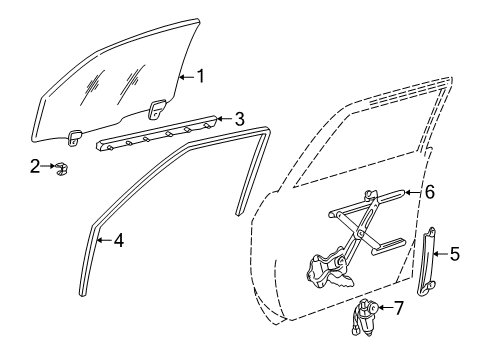 1998 Toyota Land Cruiser Run, Front Door Glass, LH Diagram for 68151-60032