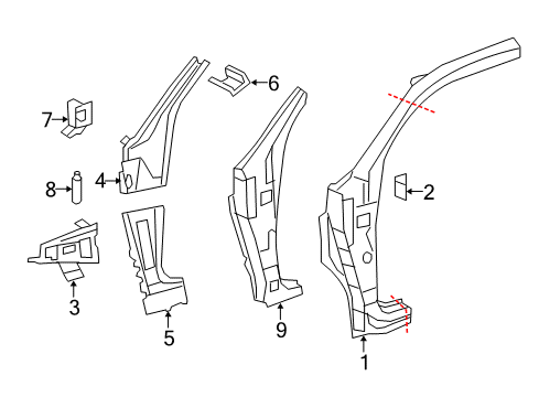 2019 Toyota Tundra Pillar, Front Body, Lower Diagram for 61163-0C010