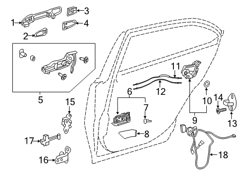 2019 Toyota Avalon Rear Door - Lock & Hardware Diagram