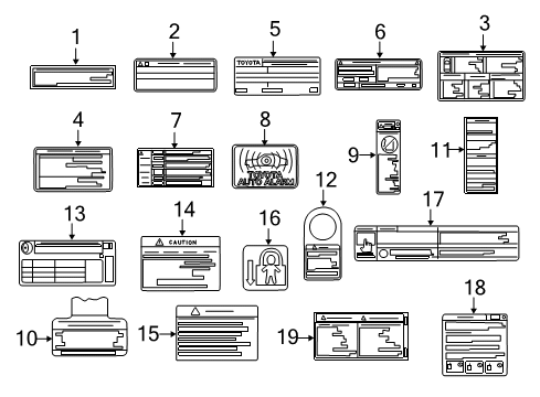 2019 Toyota Highlander Information Labels Diagram