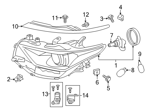 2017 Toyota Corolla iM Bracket, Headlamp Mounting Diagram for 53271-44010