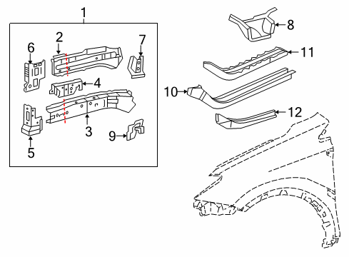 2016 Toyota RAV4 Reinforcement Sub-Assembly Diagram for 57043-42010