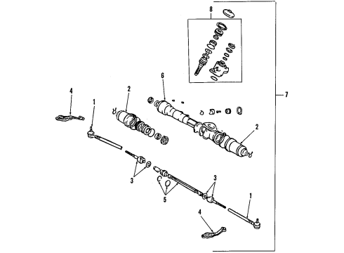 1993 Toyota MR2 P/S Pump & Hoses, Steering Gear & Linkage Diagram