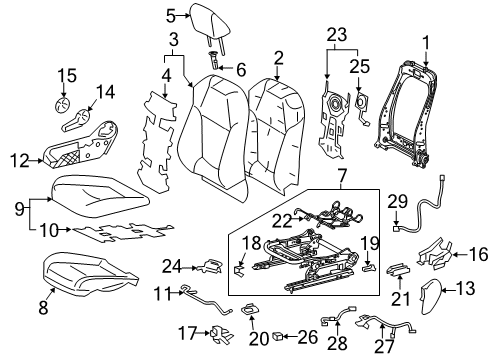 2019 Toyota RAV4 Passenger Seat Components Diagram