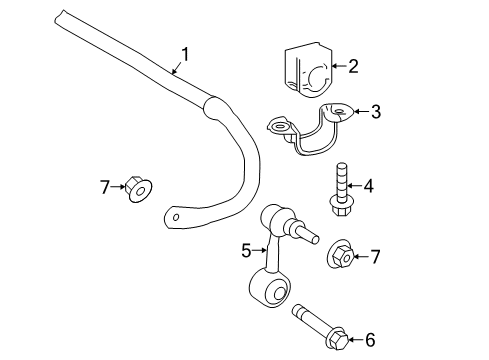 2018 Toyota Camry Rear Suspension Components, Lower Control Arm, Upper Control Arm, Stabilizer Bar Diagram