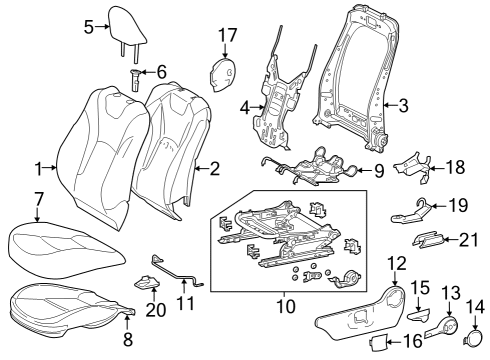 2023 Toyota Prius Driver Seat Components Diagram