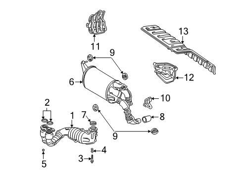 2005 Toyota MR2 Spyder Exhaust Components Diagram