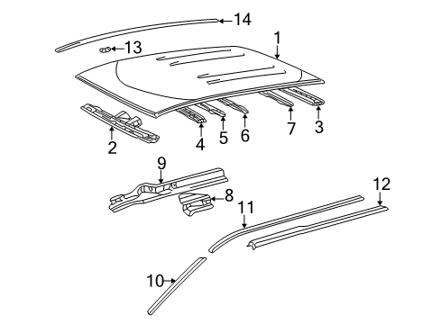 1999 Toyota Sienna Roof & Components, Exterior Trim, Body Diagram 2 - Thumbnail