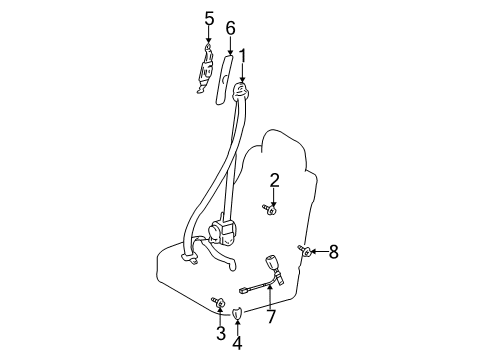 2002 Toyota Camry Guide, Front Seat Shoulder Belt Diagram for 73187-AA030