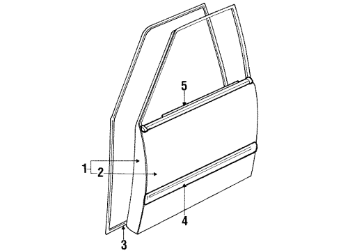 1989 Toyota Cressida Front Door & Components, Exterior Trim, Body Diagram