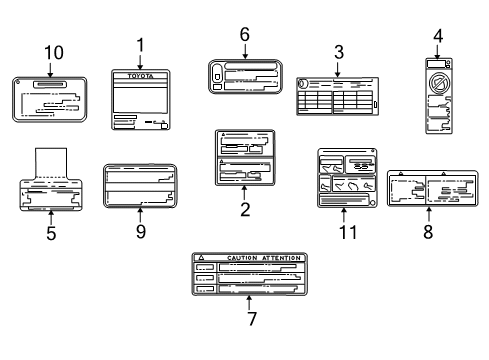 2010 Toyota Corolla Information Labels Diagram