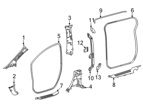 2022 Toyota Sienna Board, COWL Side Tri Diagram for 62112-08050-C0