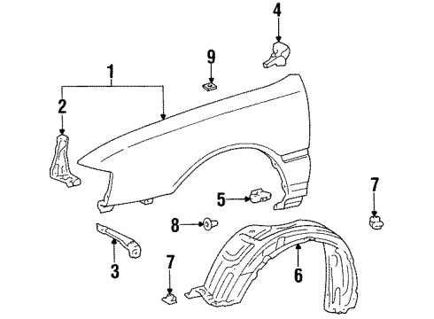 1997 Toyota Avalon Fender & Components Diagram