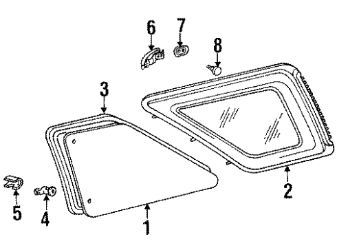 1991 Toyota 4Runner Quarter Panel - Glass & Hardware Diagram 1 - Thumbnail