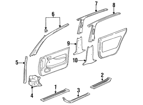 1992 Toyota Camry Trim Sub-Assy, Cowl Side, RH Diagram for 62101-33020-S4