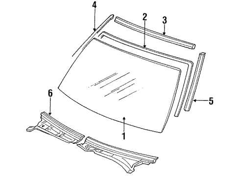 1990 Toyota Cressida Windshield Glass, Reveal Moldings Diagram