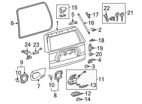 2010 Toyota 4Runner Gate & Hardware Diagram